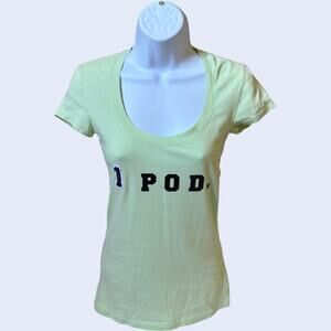 Basic House S Graphic Scoop Neck T-Shirt Light Green Cotton